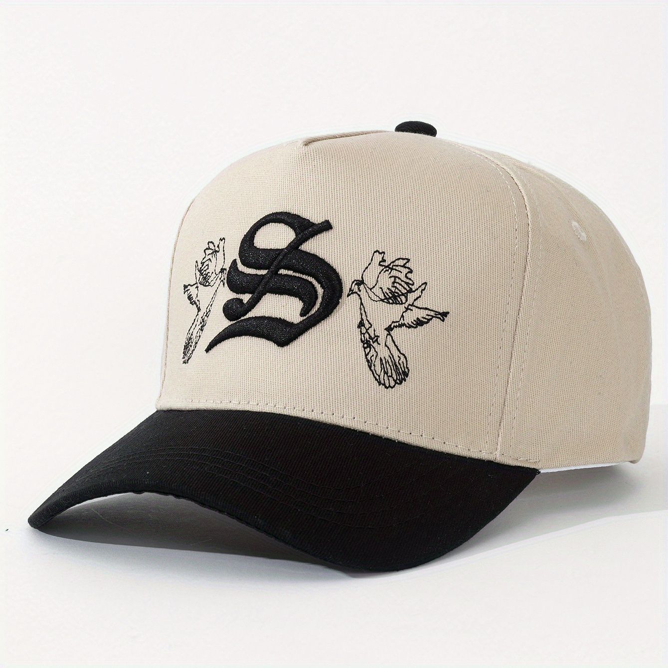 1pc Gothic S Letter Three-dimensional Embroidery Dad Hat, Peace Pattern Flat Embroidery, Style Fashionable And Versatile Baseball Cap, Suitable For , Unisex