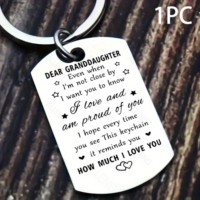 TEMU Granddaughter Keychain - Stainless Steel, Perfect Birthday, Christmas & Graduation Gift For Teen Girls