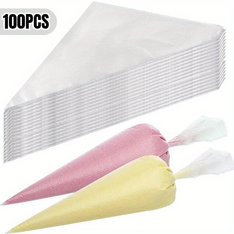 

100pcs Disposable Piping Bags For Cake Decorating - Icing, Frosting & Cookies - Essential Baking Tools & Kitchen Accessories