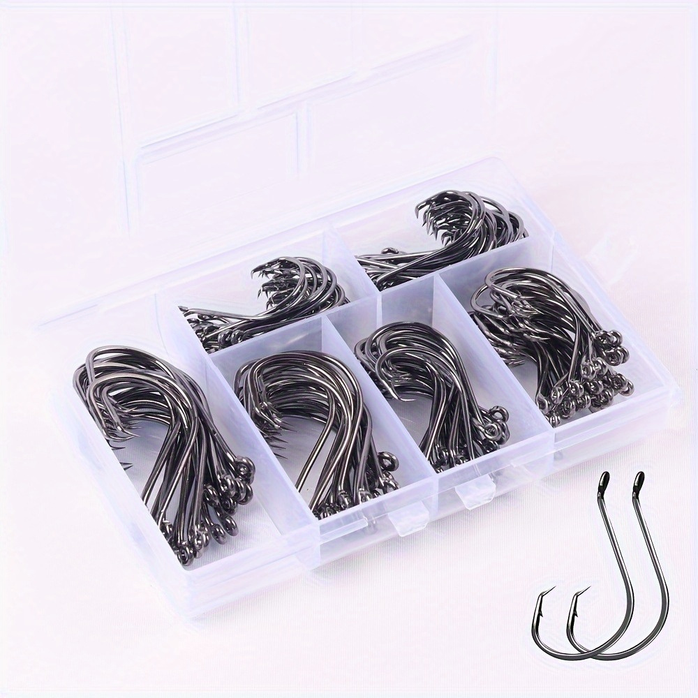 

50pcs Circle Barbed Octopus Hooks - Strong Offset Hooks For Catfish, Freshwater Fishing Tackle