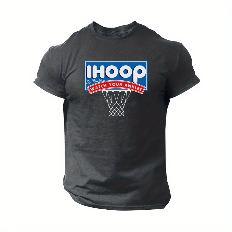 

Basketball, I Hoop, Men's Short Sleeve T-shirt, Casual Tee Top, Cool Youth Summer Streetwear Outfits Clothing