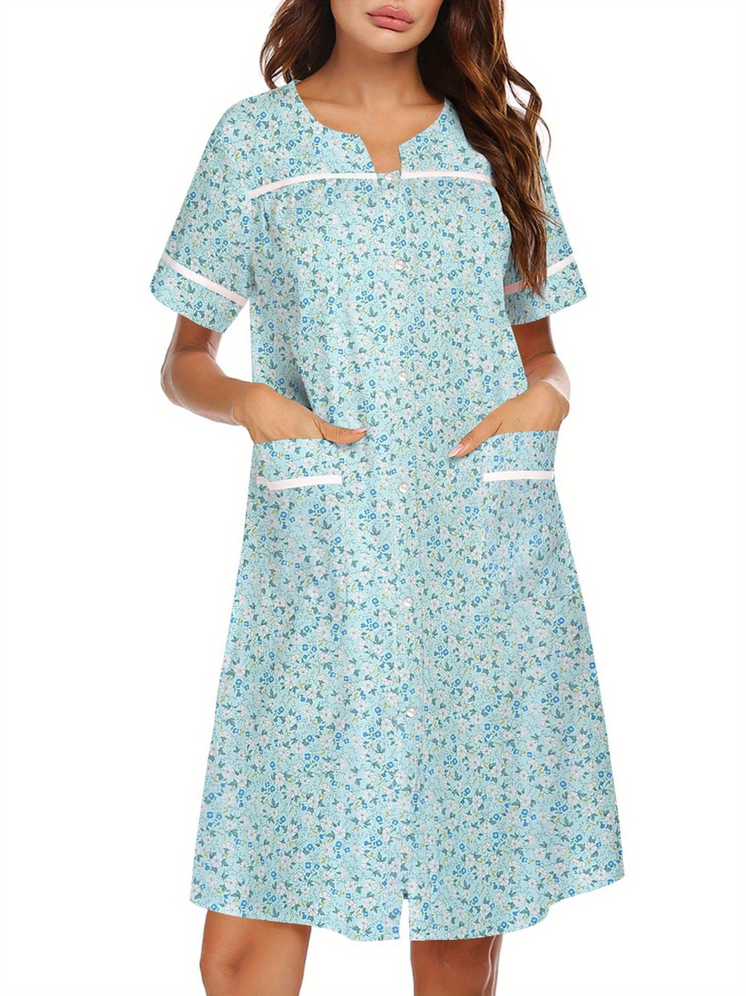 women's comfy nightwear victorian style sleep dress button front  lightweight loungewear home - women's lingerie & lounge - Temu
