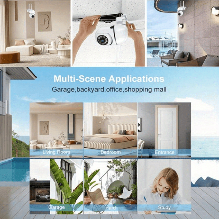 1pc 3mp high definition wi fi smart   camera 355 pan tilt   color night vision two way audio pet movement tracking indoor outdoor wireless motion detection real time application viewing details 2