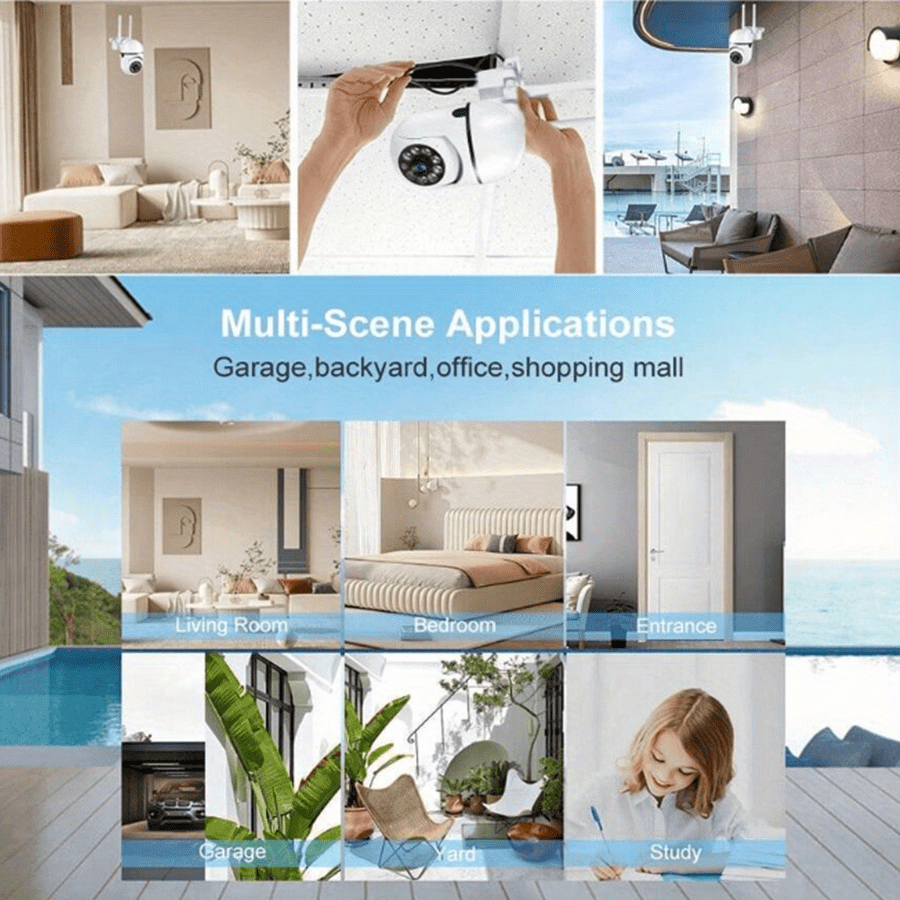 1pc 3mp high definition wi fi smart   camera 355 pan tilt   color night vision two way audio pet movement tracking indoor outdoor wireless motion detection real time application viewing details 5