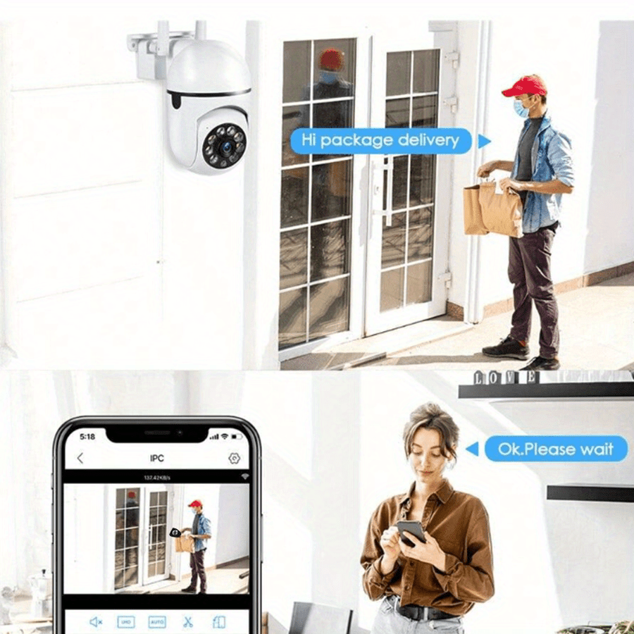 1pc 3mp high definition wi fi smart   camera 355 pan tilt   color night vision two way audio pet movement tracking indoor outdoor wireless motion detection real time application viewing details 7