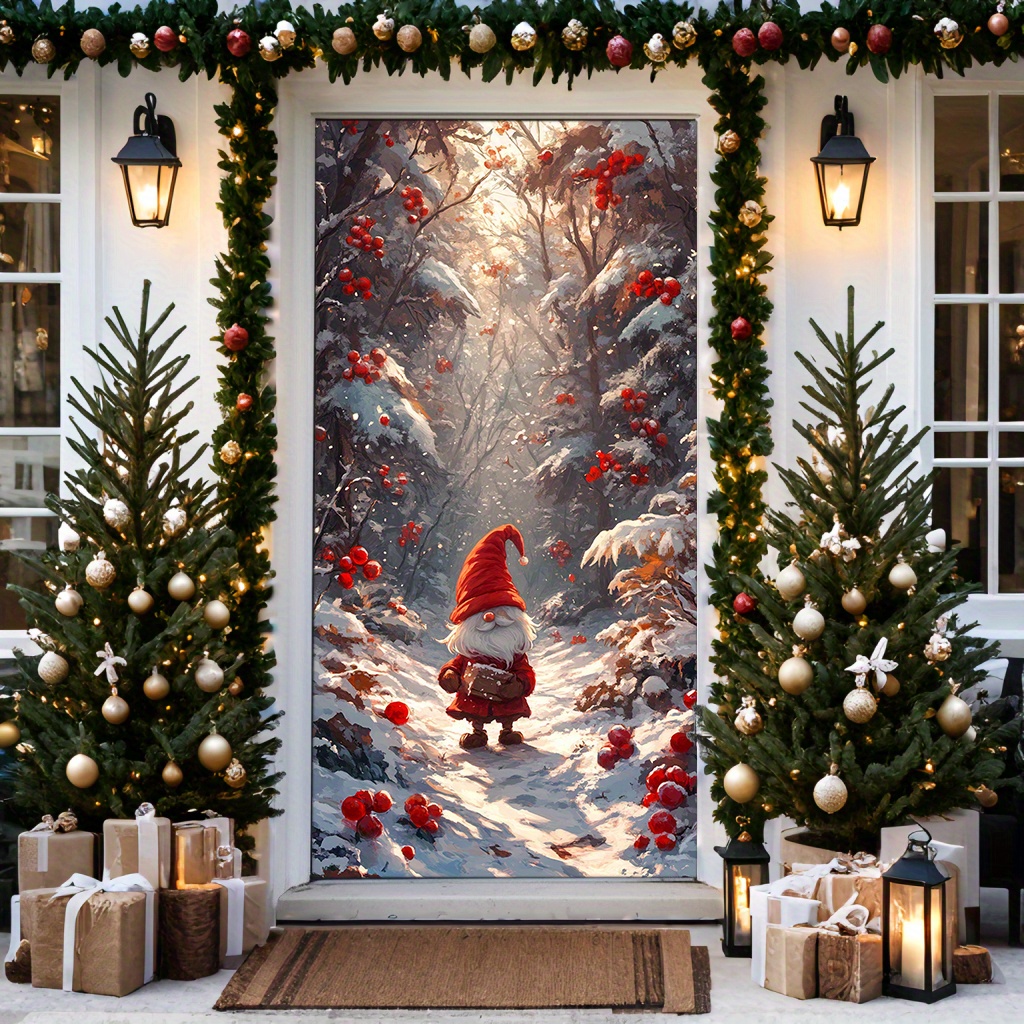 

Polyester Christmas Door Curtain - Indoor & Outdoor Holiday Decor