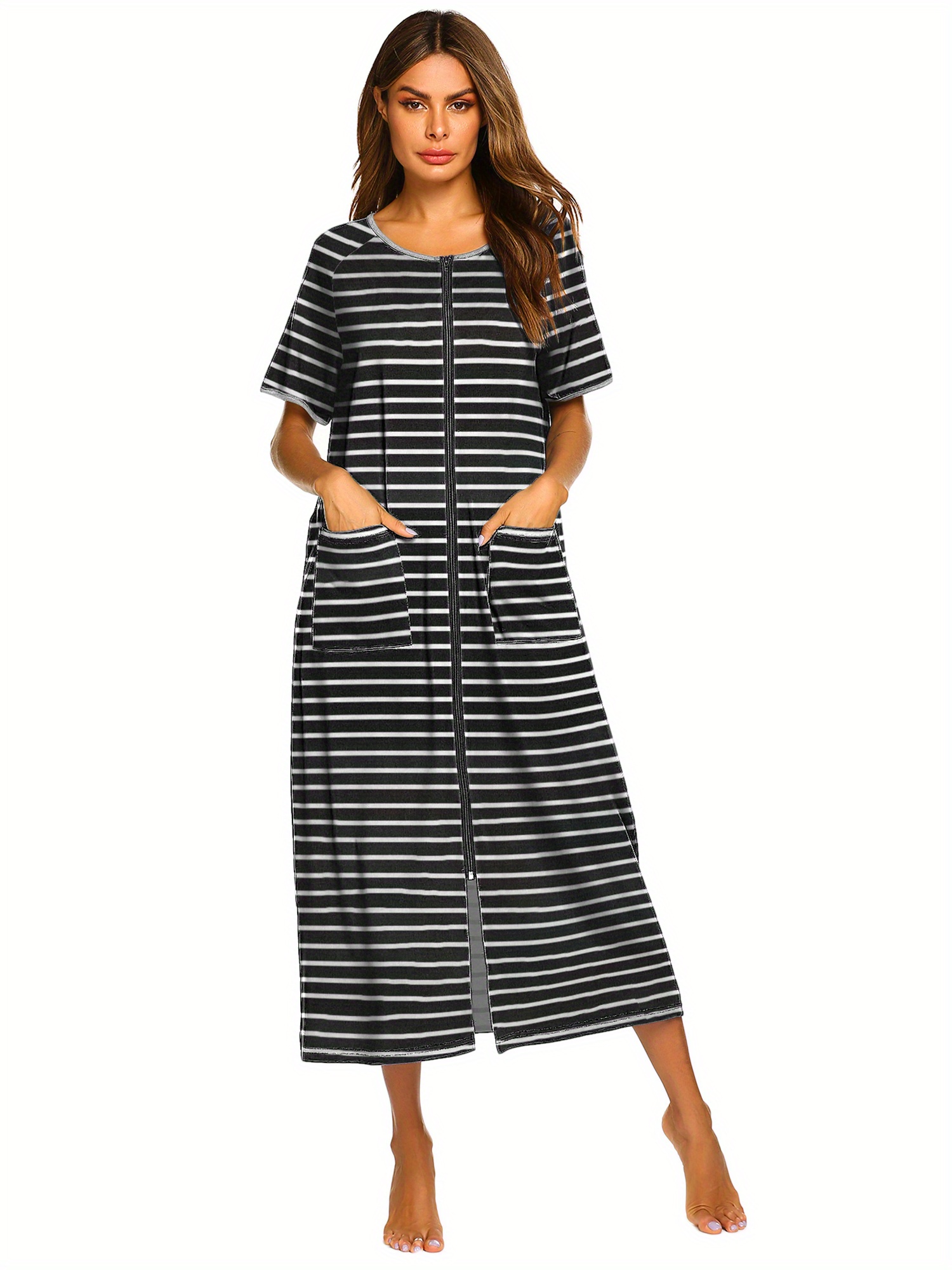 Plus Size Short Sleeve Zip Up Robe Zip Robes For Women Dreams Plus