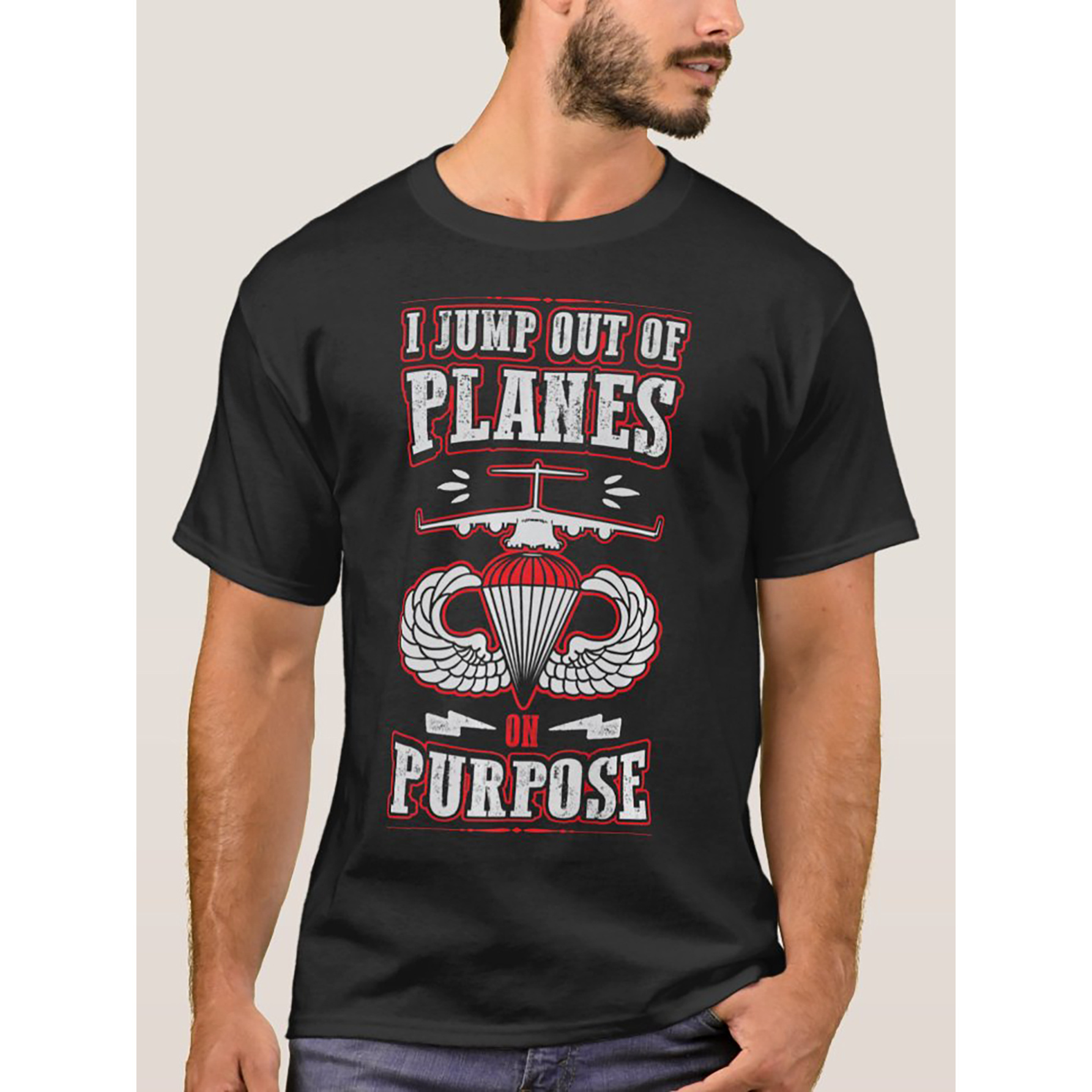 

Out Of Planes Army Airborne T Sh T-shirt Mens Tshirt Unisex Graphic Novelty Cotton Short-sleeve T-shirt