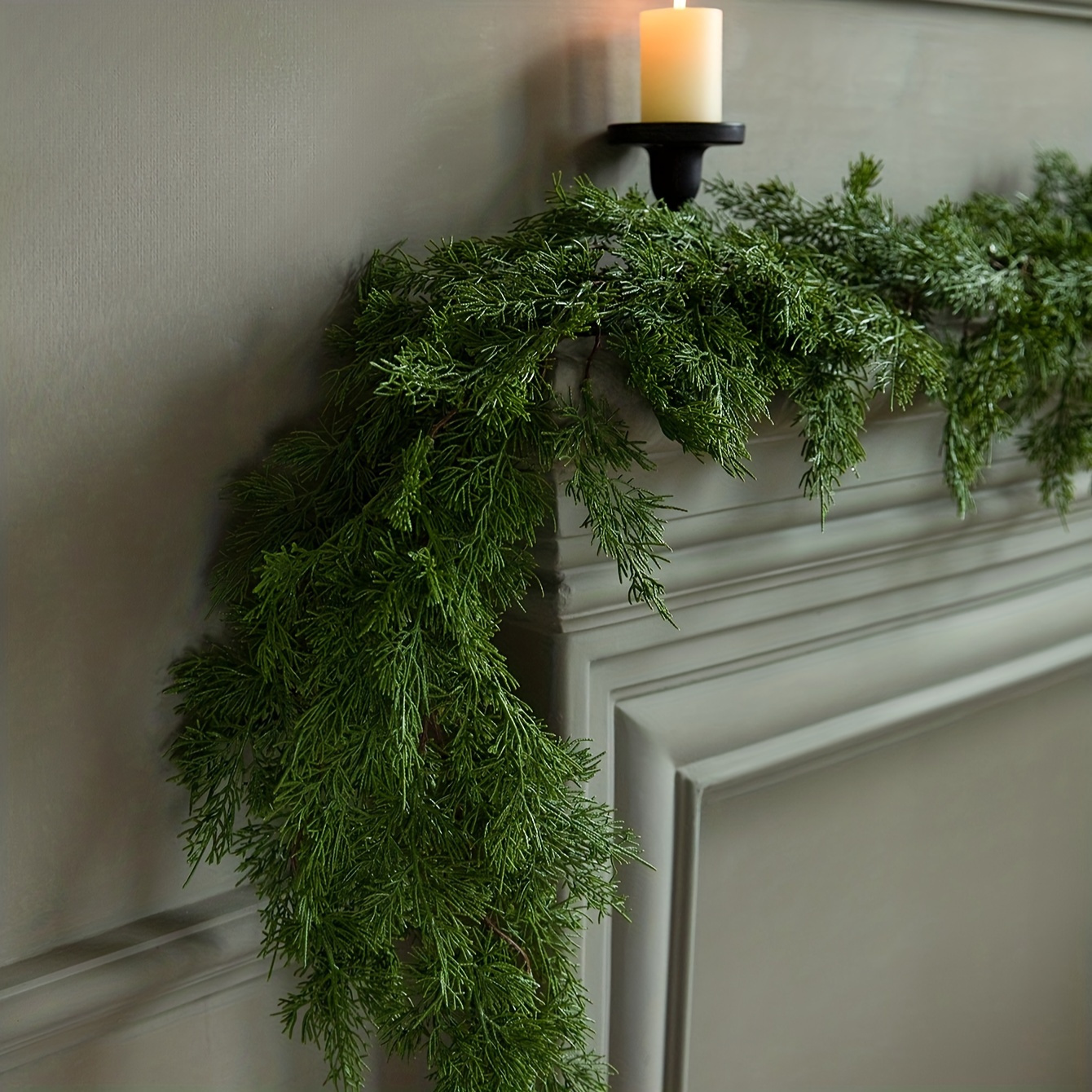 

Artificial Cypress Pine Garland - 1 Piece, No Feathers, Festive Indoor Hanging Vine Decoration, Non-electric, Faux Greenery, Ideal For Mantel, Fireplace, Table Runner, Wedding, , Christmas Decor