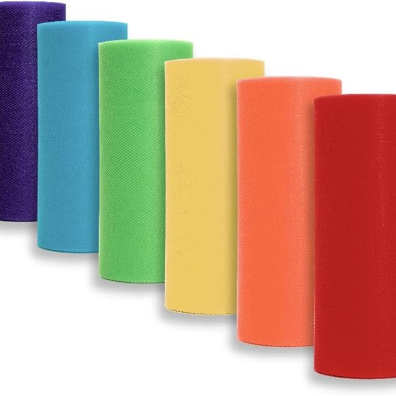 

Colorful Tulle Fabric Ribbon Roll - 18 Assorted Colors - 6 Inch X 10 Yards - Ideal For Wedding Decor, Party Favors, Table Skirting, Gift Wrapping, Easter, , Christmas, And Graduation Celebrations