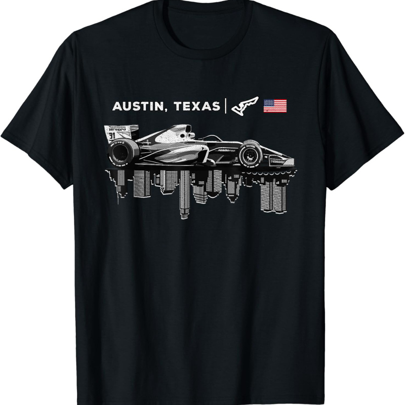 

Open Wheel Car Austin Texas Circuit Usa Flag T-shirt