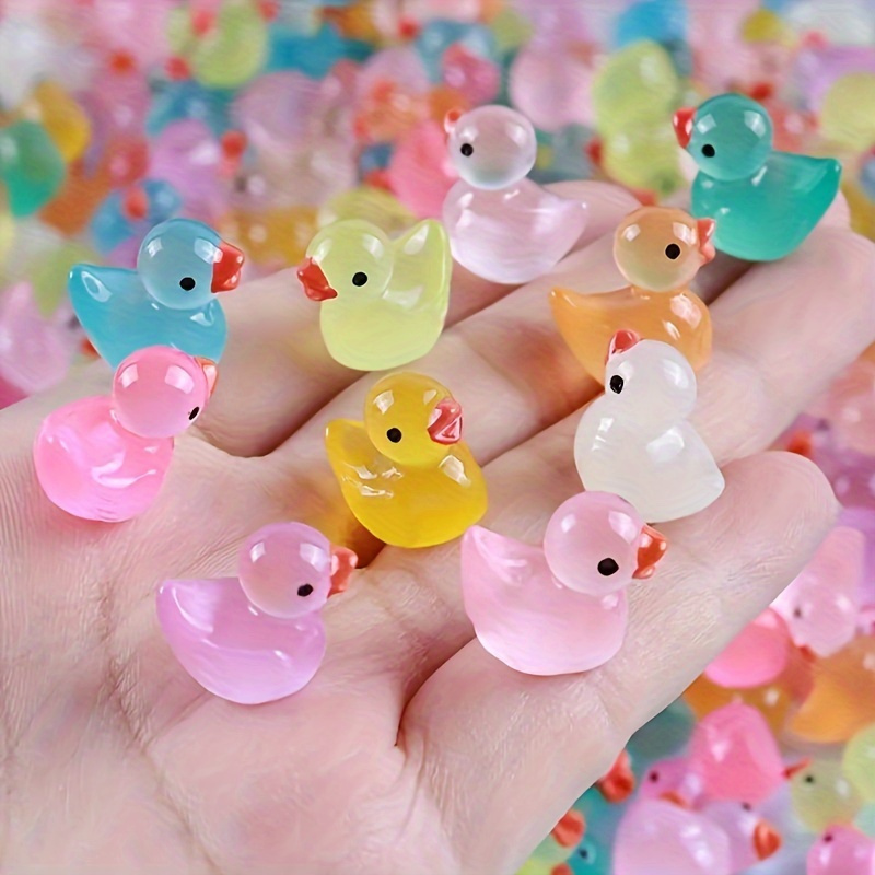 

30/ 60pcs Glow-in-the-dark Mini Ducks - Assorted Colors, Realistic Plastic Duck Figurines For Party Favors & Gift Fillers, Cute & Cool Micro Landscape Decorations