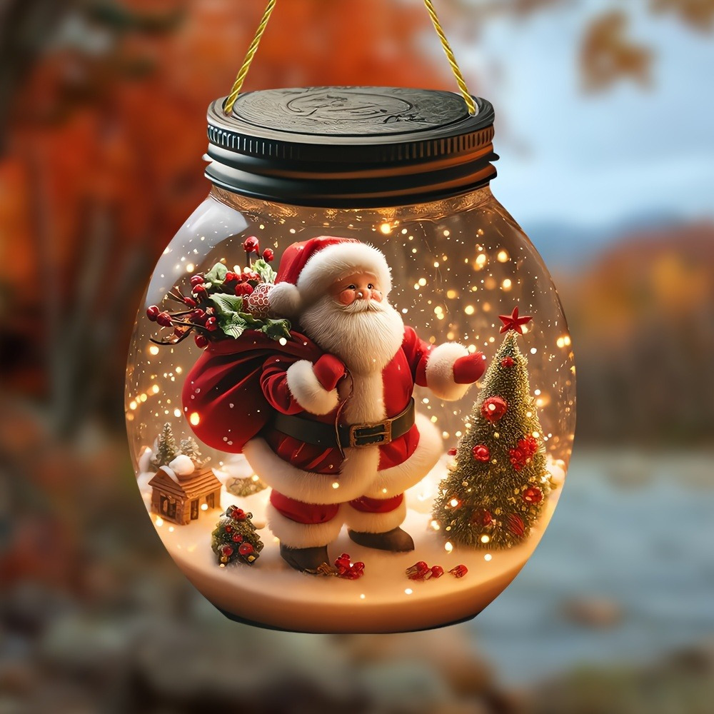 

1pc "joyful Decoration" Santa Claus Circular Light , Bedroom, Living Room, Window, Door, Courtyard And Garden Decoration Hanging - Wall Hanging, Multi-purpose Christmas Decoration Sign,