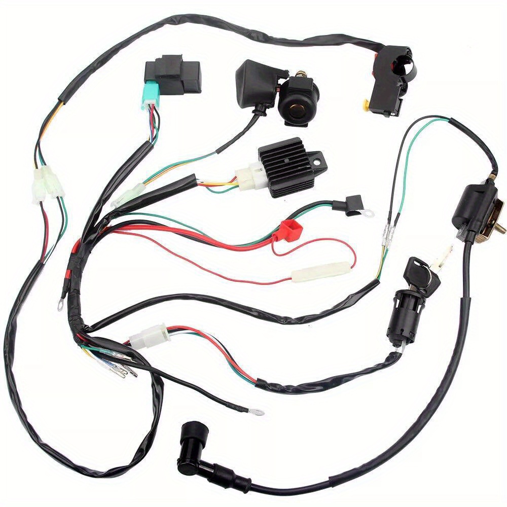 TEMU Wiring Harness Wire Cdi Ignition Coil Kit For 50cc 70cc 90cc 110cc Atv Electric Wiring Harness Wire Cdi Ignition Kit For 50 70 90cc 110cc Atv