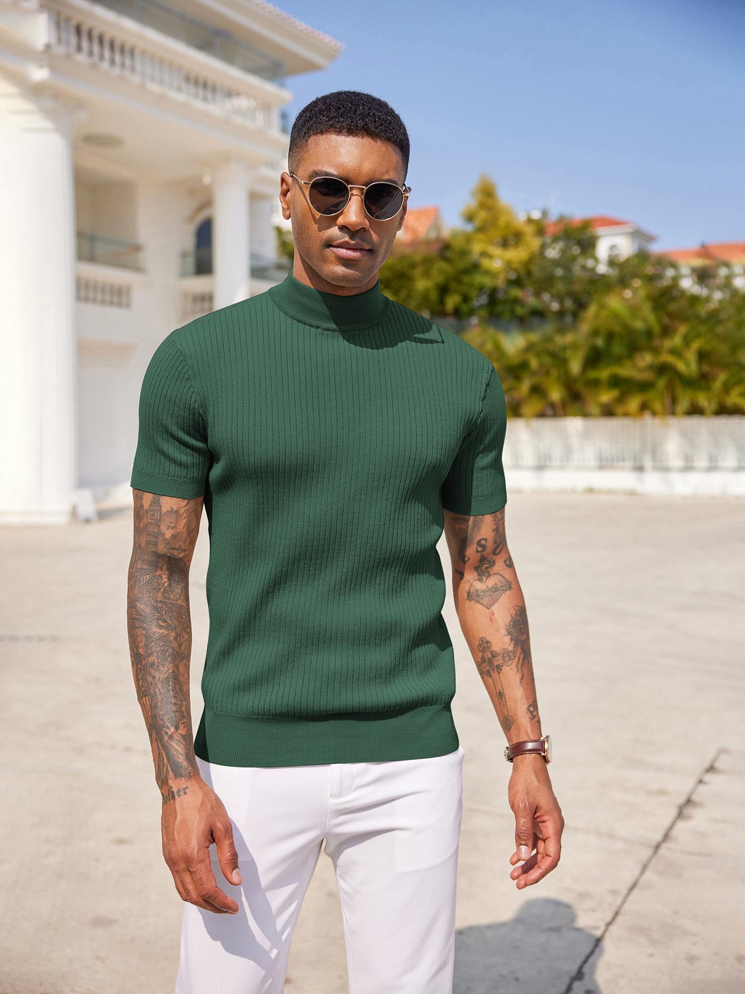 men's mock turtleneck sweater short sleeve - Temu