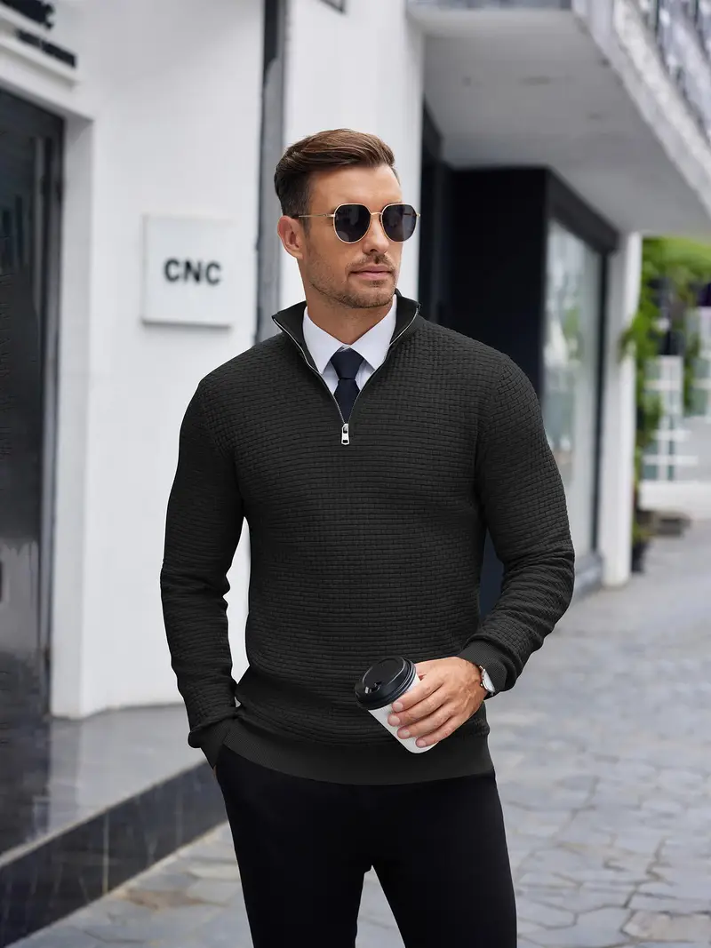 half zip sweater over dress shirt Zipper Sweater Over Collar Shirt ASOS DESIGN Wool Mix Oversized Heavyweight Quarter Zip Rib Knit