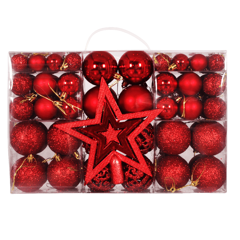 

101pcs Luxury Christmas Ornament Set With Tree Topper & Hanging Rope - Shatterproof Mini Baubles For Holiday Decor, Perfect Gift Idea, Christmas Decor