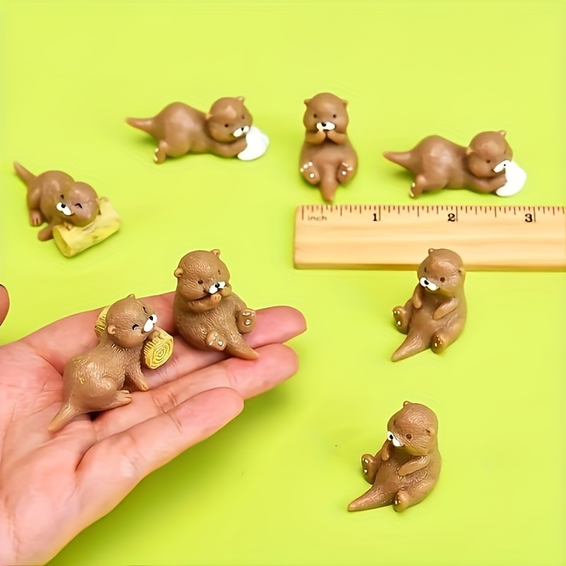 

8pcs Mini Resin Otter Figurines Set - Versatile Fairy Garden & Dollhouse Decor, Diy Moss Landscape Accents For Bonsai, Home, Office, Cafe - Ideal For Christmas & New Year Display