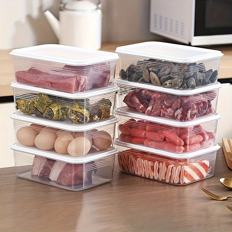 4 6pcs bpa free stackable food storage containers with leakproof lids reusable freshness keeping for meat fruits vegetables essential kitchen organizer details 2