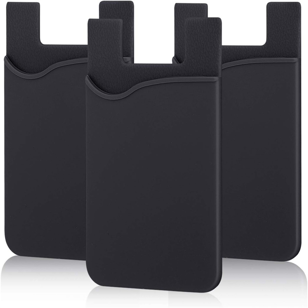 TEMU 3pcs/pack New Style Adhesive Phone Card Holder, Silicone Stick-on Wallet Id/credit Card Holder Pouch Sleeve Self Adhesive Sticker Compatible For