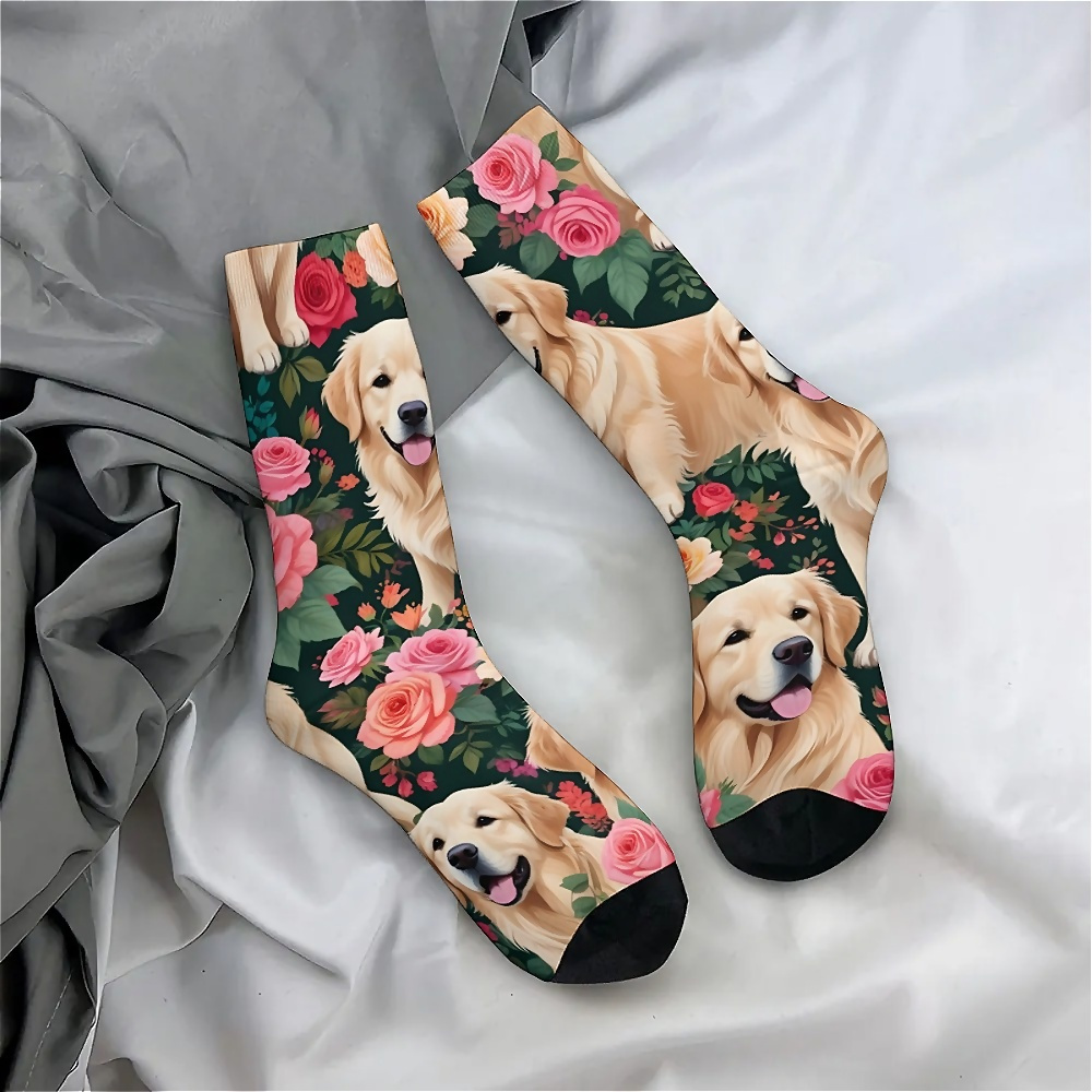 

Socks With Seamless Golden Retriever Print, Polyester And Spandex , Hand Wash Only - Perfect Gift For Boys, Funny, Sailor Socks