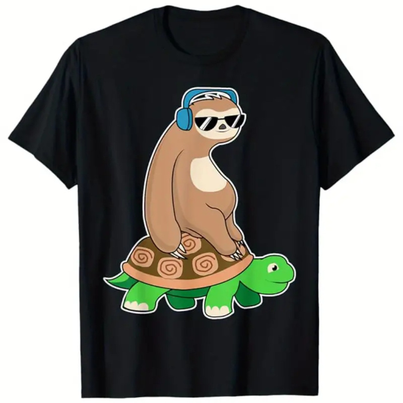 

Sloth Printed Men's Cotton T-shirts, Patterned T-shirts Men's Outdoor Clothes, Casual Short-sleeved T-shirts.