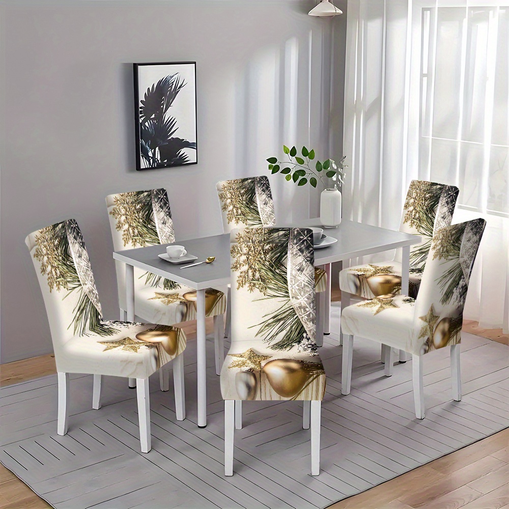 

6pcs Christmas Chair Covers Set - , Polyester , & , Removable And , , For , Dining , Decorations / Use,