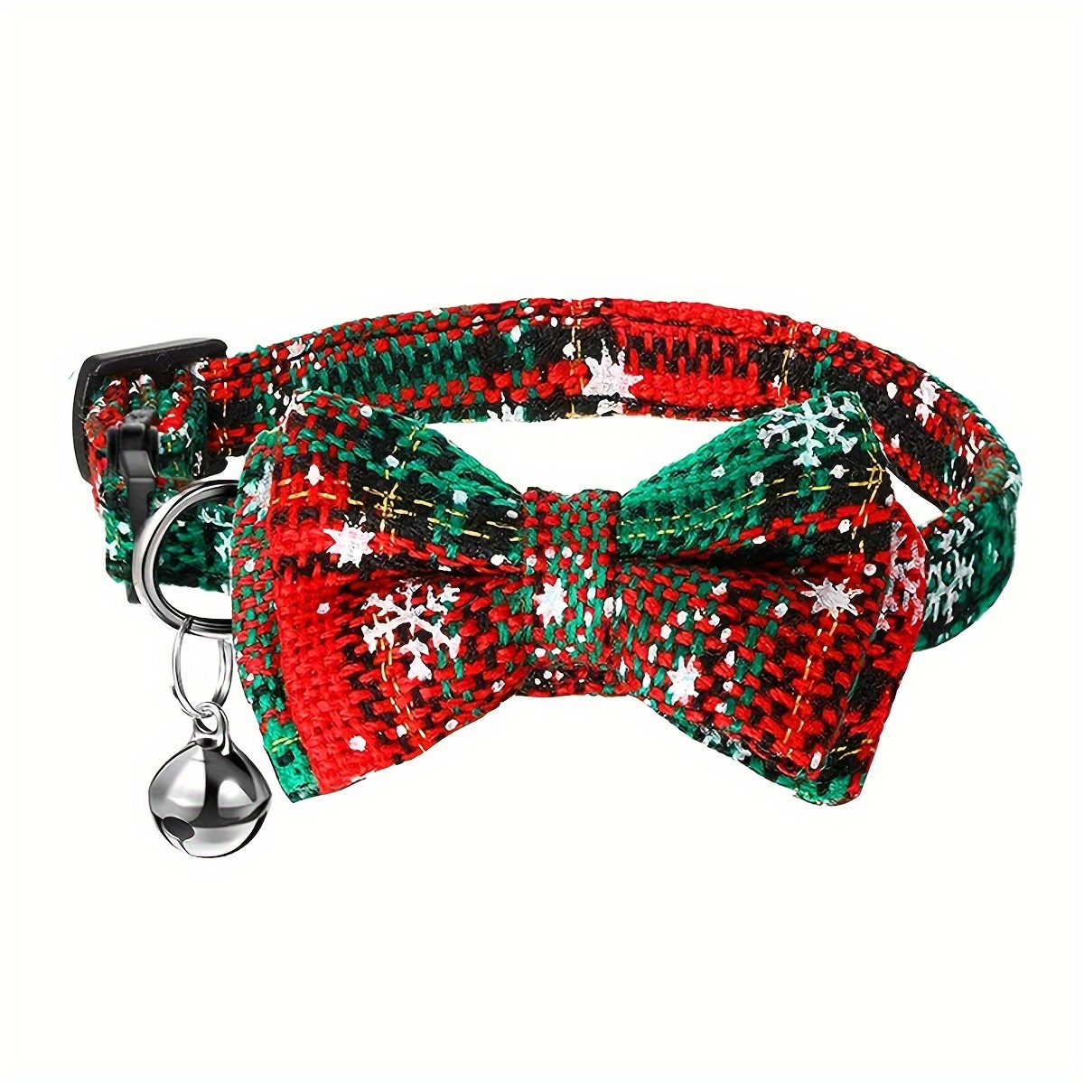 

1pc Adjustable Christmas Cat Collar With Bow Tie, Soft Polyester Pattern, Best For Christmas