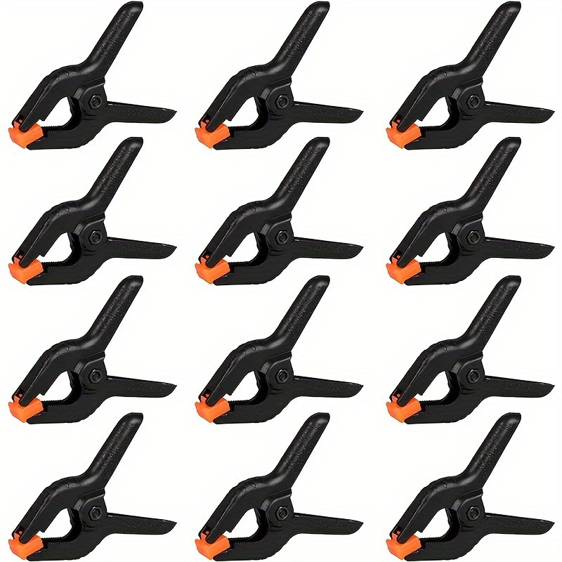 

12 Pcs Multi-purpose Spring Clamps - 2-inch Strong Grip Plastic Clips For Woodworking, Photography Backdrops & Crafts