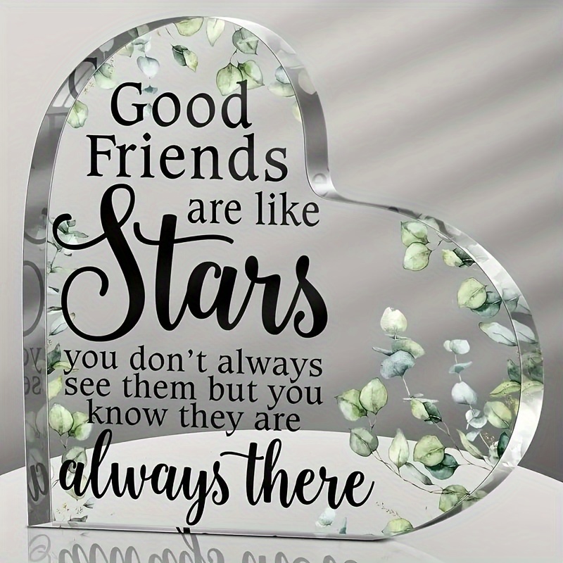 TEMU 2d Flat, 2d Flat - Heart Acrylic Plaque - - Unique Friendship Gift, For Birthday, Wedding, Holiday, Christmas, Party, Home Office Desktop Decor,