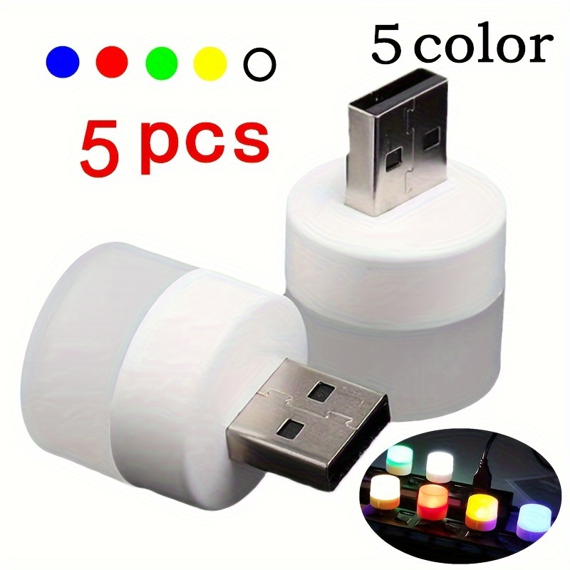 

5 Pcs Usb Small Night Light Mini Creative Portable Soft Light Eye Care Led Small Round Light Available For Student Dormitory Bedside Light Usb Plug In