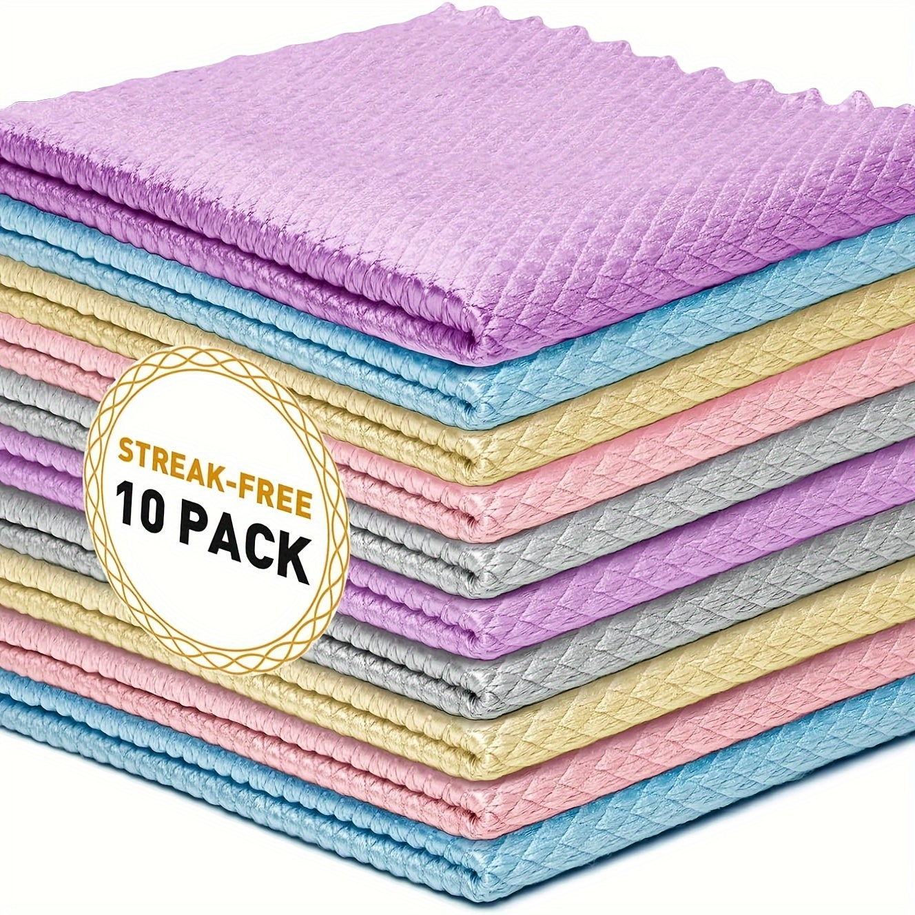 

10-pack Woven Polyester Cloths, Multifunctional Reusable Cleaning Towels, Scrubbing Pads For Kitchen, Living Room, Car, Glass