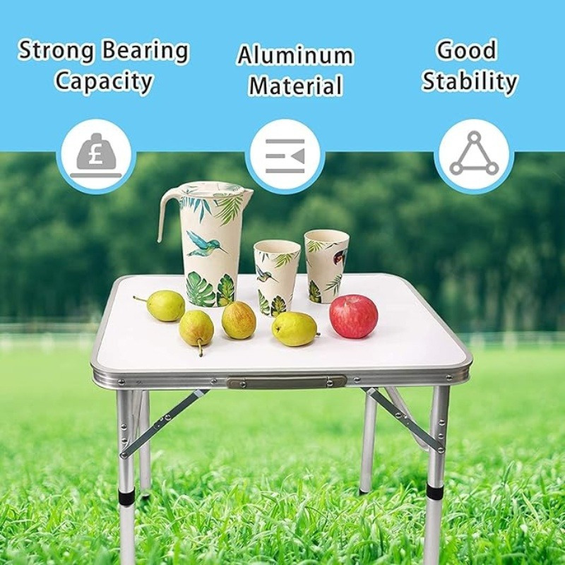 

Small Folding Camping Table Portable Adjustable Height Lightweight Aluminum Folding Table For Outdoor Picnic Cooking