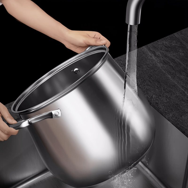 TEMU Baijl Stainless Steel Thick Soup Pot - Large Capacity, For Chicken & , Compatible With Induction & Gas