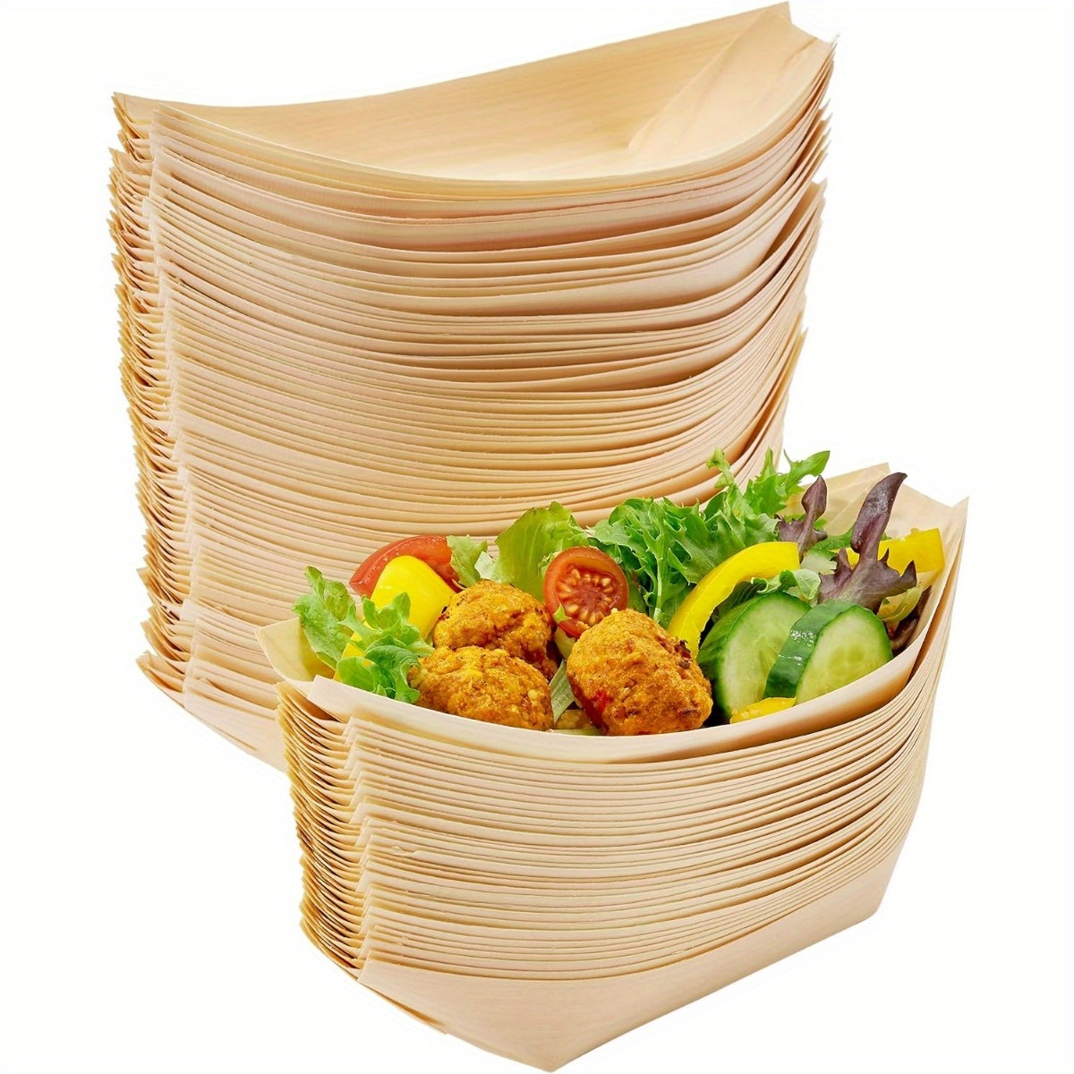 

60pcs High-quality Bamboo Boats For Appetizers & - Disposable, Sushi, Snacks, Weddings, Birthdays, Parties