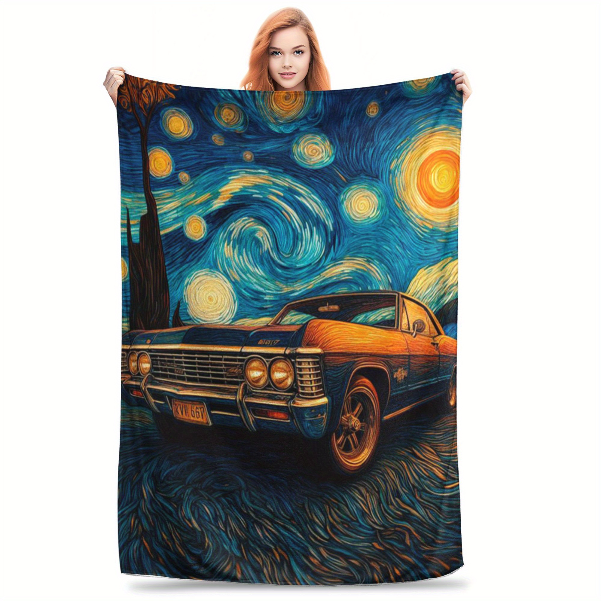 

Starry Night Supernatural-themed Flannel Throw Blanket - Soft, For All | Home, Office, Car, And Camping | Nap Blanket Gift