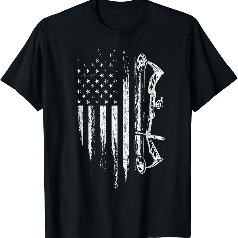 

American Flag Bowhunting Bow Archery Gift For Deer Hunter T-shirt