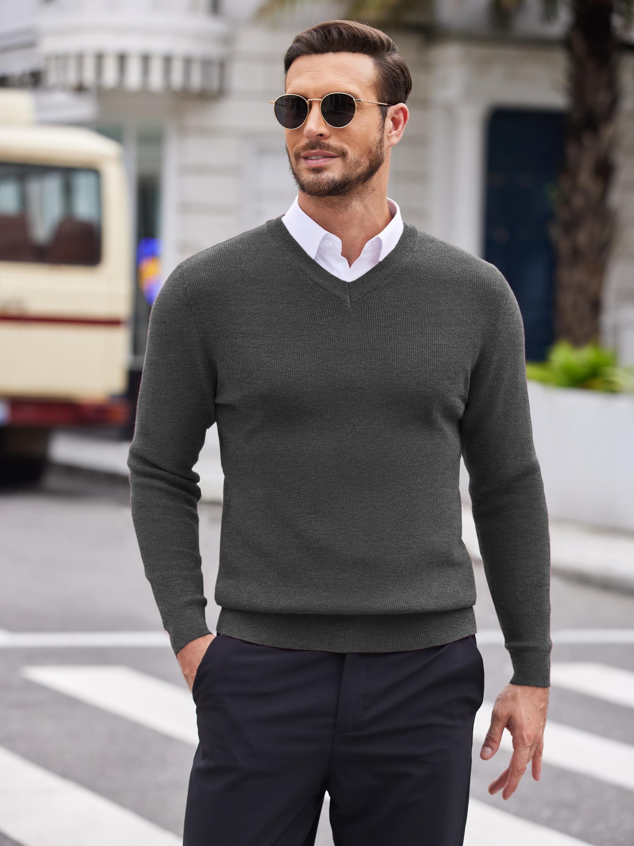 slim fit dress slacks Gray Quarter Zip Sweater​ main image 0