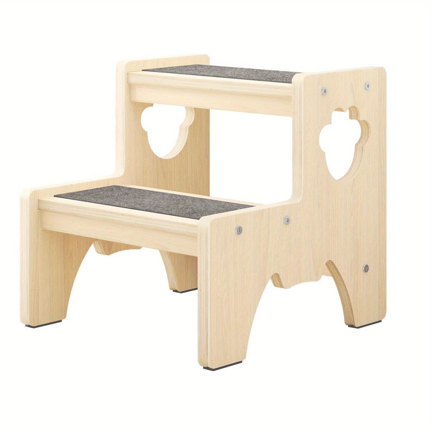 TEMU Step Stool, Stool Adults With 4 Non-slip Pads And 2 Carpets, Wood Stepping Stool For Bathroom Sink, Kitchen Stools & Potty Training Bedroom Home Use (natural)