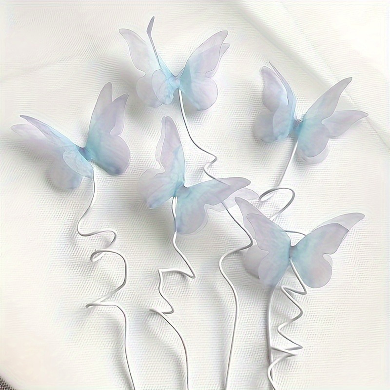 

Ethereal Butterfly & Floral Wreath Cake Toppers For Birthday, Wedding And Engagement Parties, Wire Stemmed Party Cupcake Decorations, Non-feathered, Various Materials, Suitable For Ages 14+