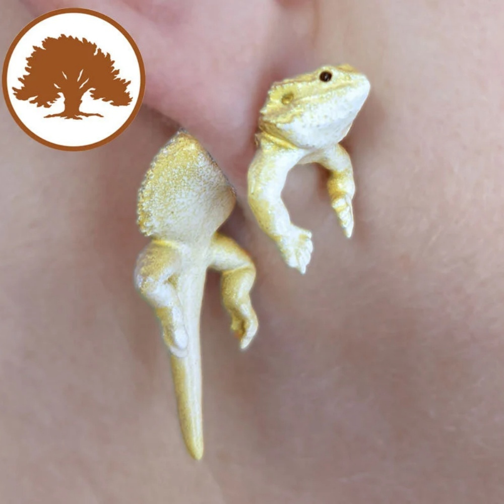 

Unique Hand Painted Bearded Dragon Earrings: Perfect For Women, Men, And Girls - Party Jewelry Gifts