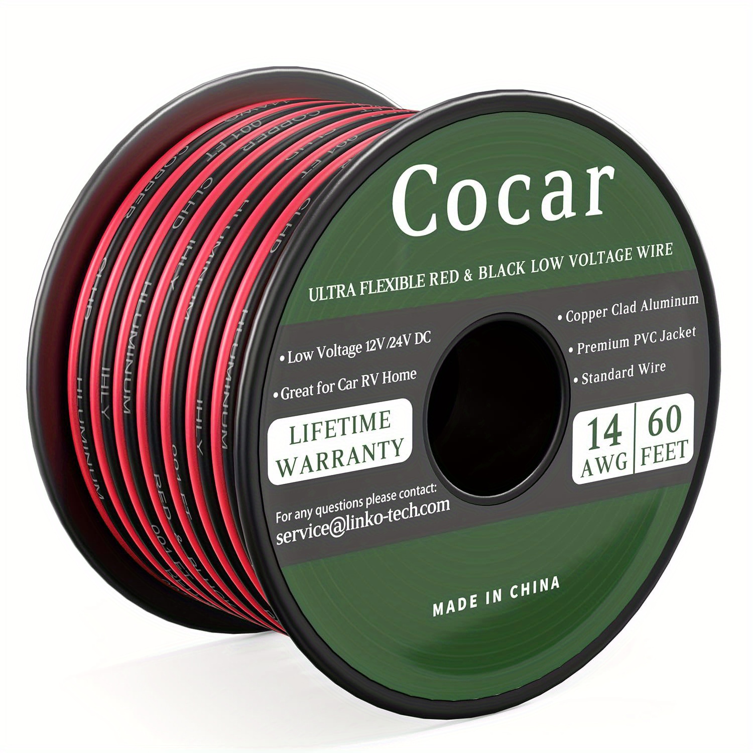 

14 Awg Wire, 60ft Length, Electrical Wire For 12v Systems, Dual Conductor For Landscape, Marine, And Speaker Installations