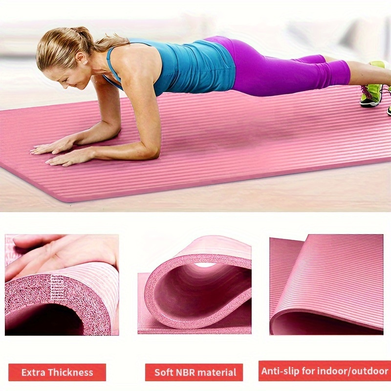 

Extra Non-slip Yoga Mat For Beginners - Quiet, Shock-absorbing Nbr Rubber Fitness & , Ribbed Texture For Indoor/outdoor Use,