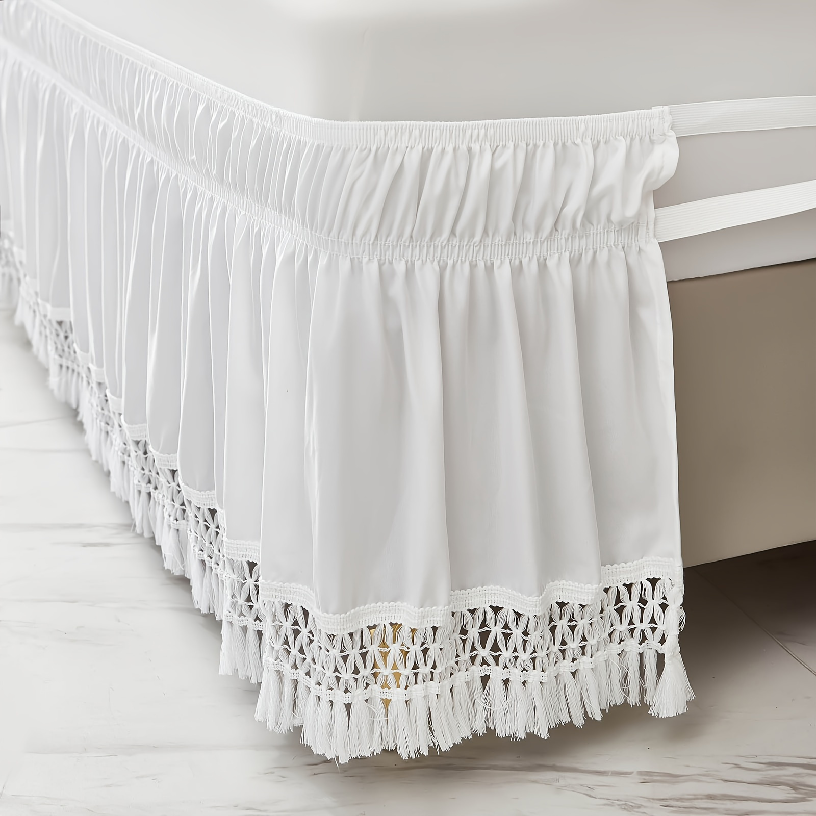 

11 Pieces White Bed Skirt, Hollow Lace Bed Skirt, Bed Skirt, Stretchable Bed Skirt Stretchable Bed Cover Stretchable Bed Skirt, Suitable For Bedroom, , Hotel Bedding