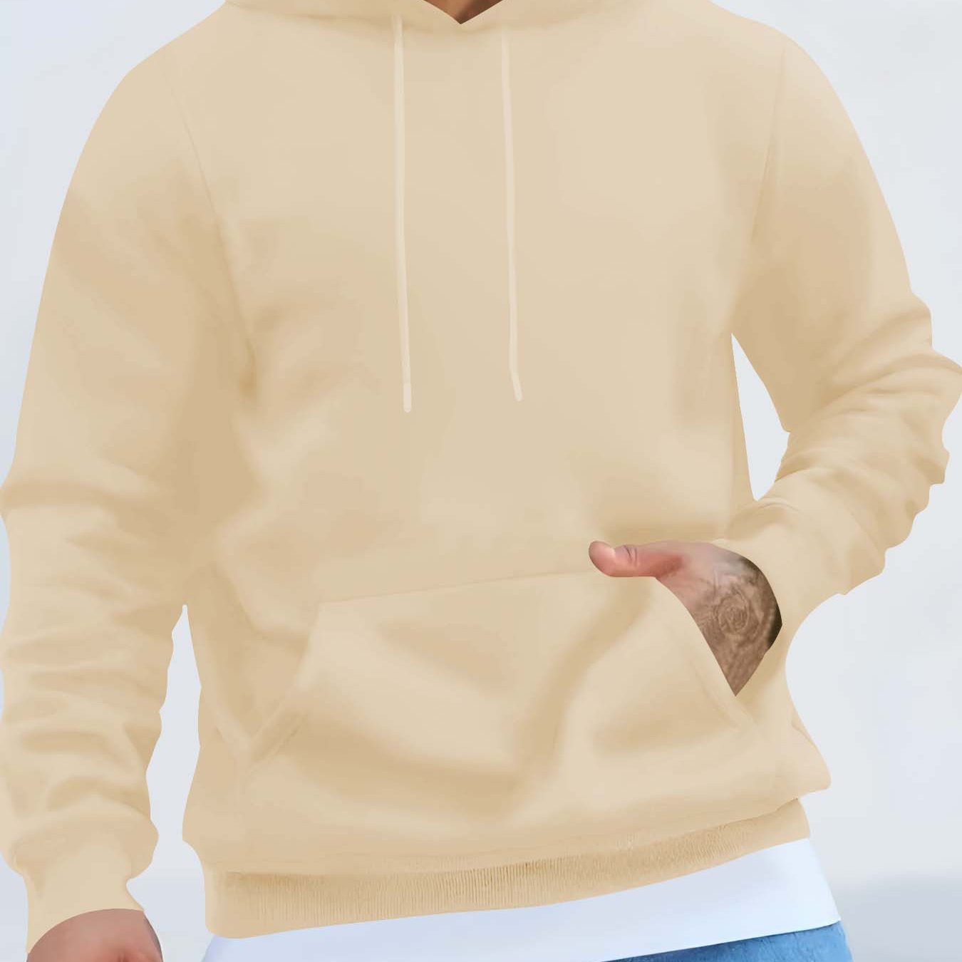 

Men's Fashion Thickened Casual Hooded Sweatshirt - Solid Color, Leisure Knitted Pullover With Pockets For Fall/winter