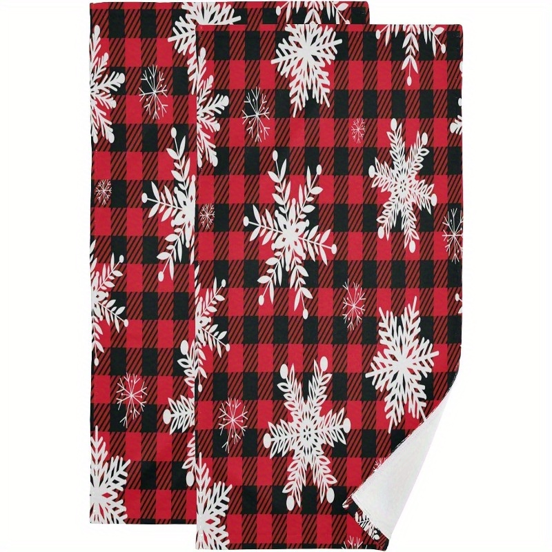 

2pcs Christmas Hand Towels - Absorbent, Decorative Checkered Design For Bathroom, Gym, Spa - Machine Washable Polyester, 18x26 Inches