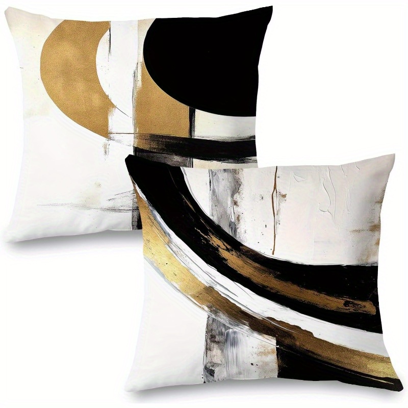 

Abstract Black And Decorative Throw Cushion Covers 18x18 Inches, Set Of 2, Woven Polyester No-power-needed Rectangle Slipcovers For Bedroom And Living Room Decor