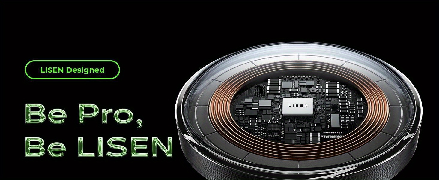 LISEN Car Charger 15W - 360° Rotating Magnetic Wireless Phone Holder with Foldable Arm, Strong Nano Adhesive, One-Click Release, Compatible with iPhone 12/13/14/15 Series & More, Black, Magnetic Phone Holder for Car