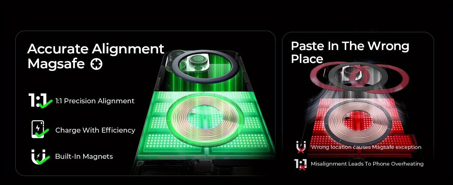 LISEN Car Charger 15W - 360° Rotating Magnetic Wireless Phone Holder with Foldable Arm, Strong Nano Adhesive, One-Click Release, Compatible with iPhone 12/13/14/15 Series & More, Black, Magnetic Phone Holder for Car