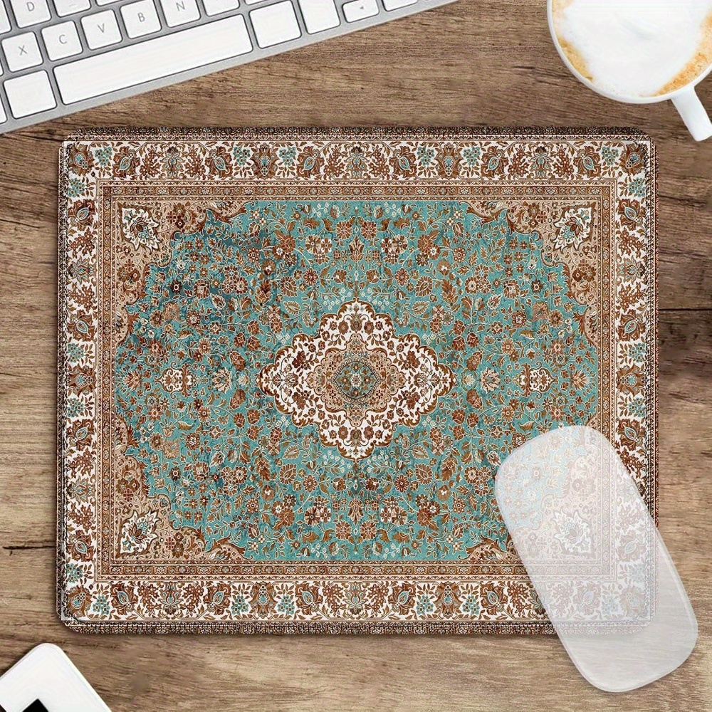 

Vintage Bohemian Mouse Pad - Aesthetic Antique Ethnic Design, Non-slip Synthetic Rubber Base, Office Computer Mouse Mat For Wireless Mouse, Brown & Green, Suitable For 14+ - 1pc